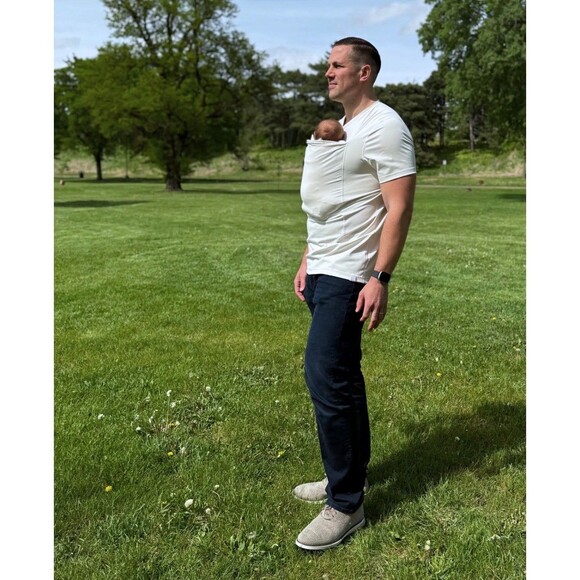 LALABU Dad Shirt White Cream Babywearing Short Sleeve Sz XL - Picture 1 of 13